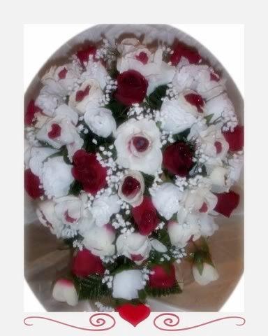Hochzeit - Burgundy Rose Bridal bouquet, double roses
