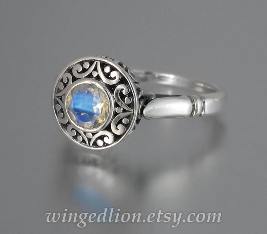 Wedding - The SECRET DELIGHT silver ring with Moonstone and white sapphires