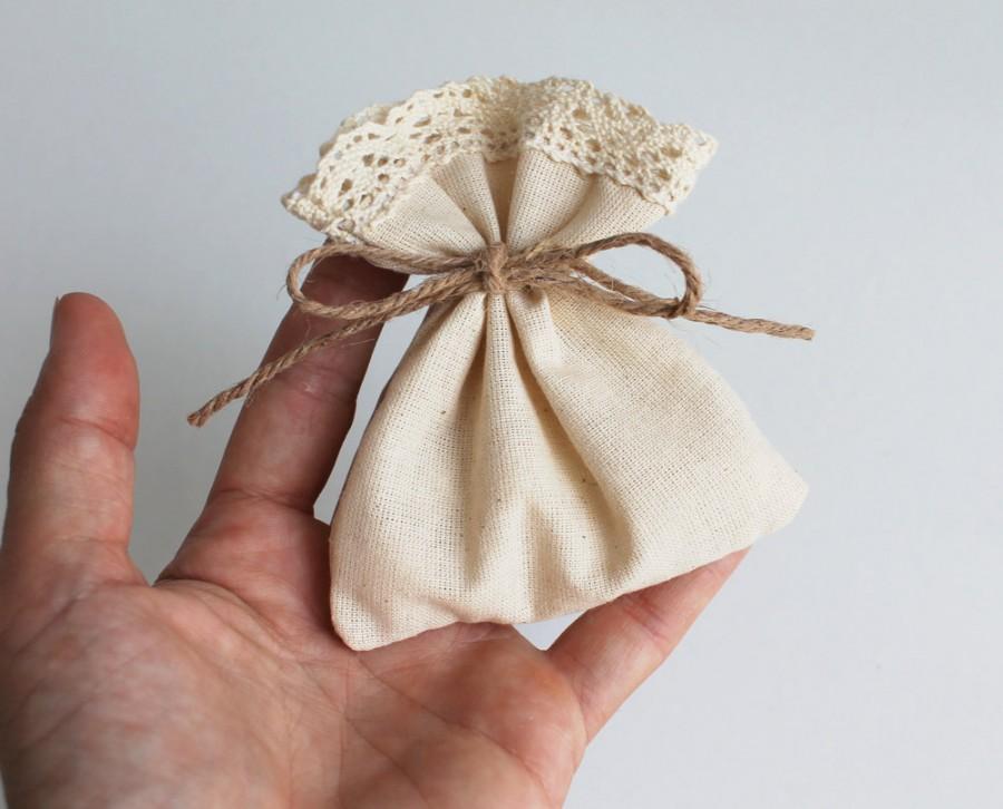 زفاف - Set of 100 Natural Linen Wedding Favor Bag