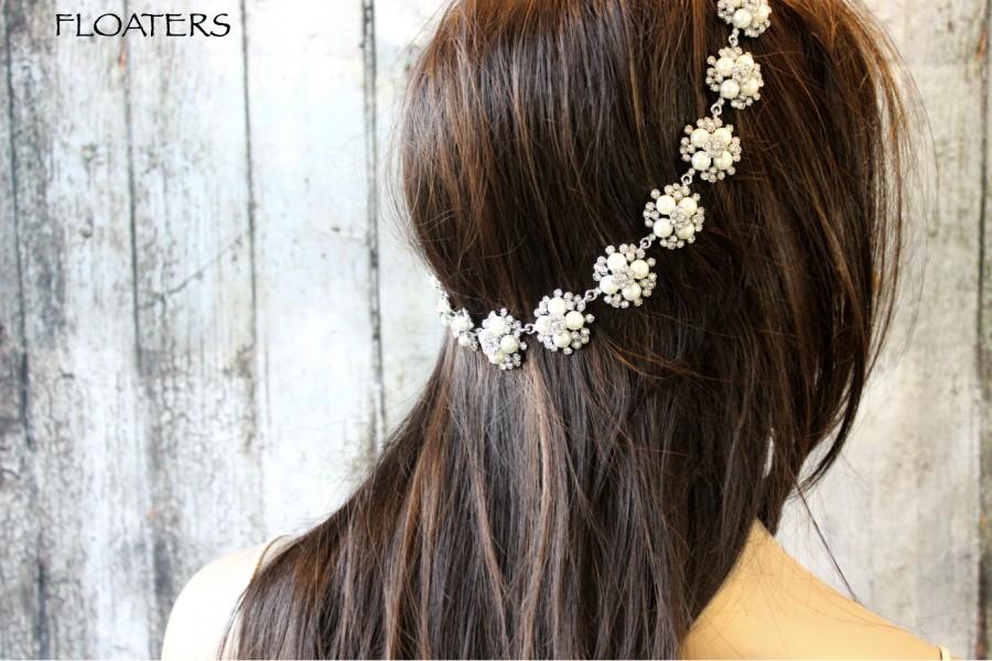 زفاف - Bridal Pearl Headband, Bridal Pearl Headpiece, Bridal Hair Jewelry, Crystal Hair Accessory, Crystal Headband