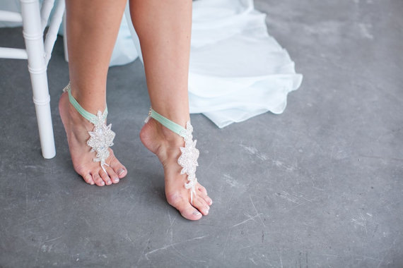 Wedding - Rhinestone Barefoot Sandals, Foot Jewelry, Wedding Shoes, Bridal Sandal, Bohemian Sandals, Beach Wedding, Free Shipping