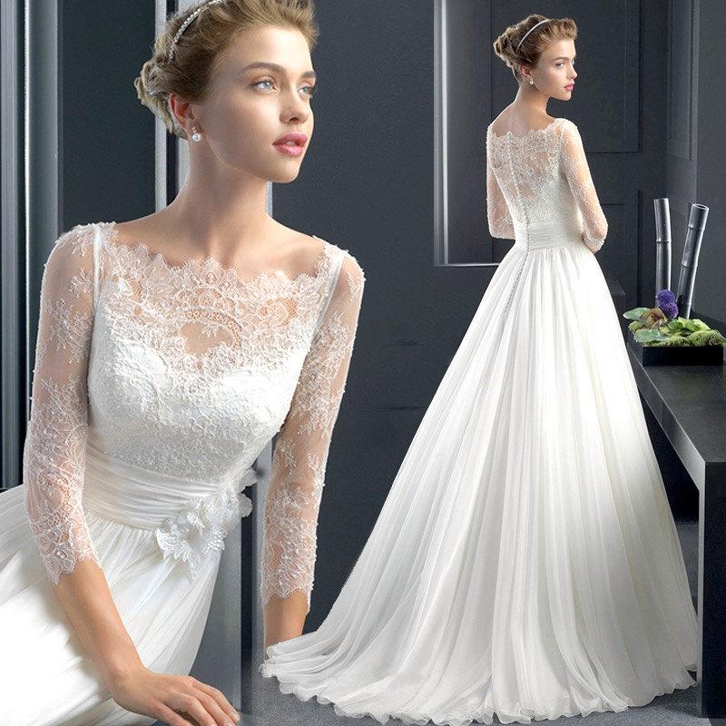 Mariage - Handmade wedding dress/New White Lace Bridal Gown Wedding Dress Size