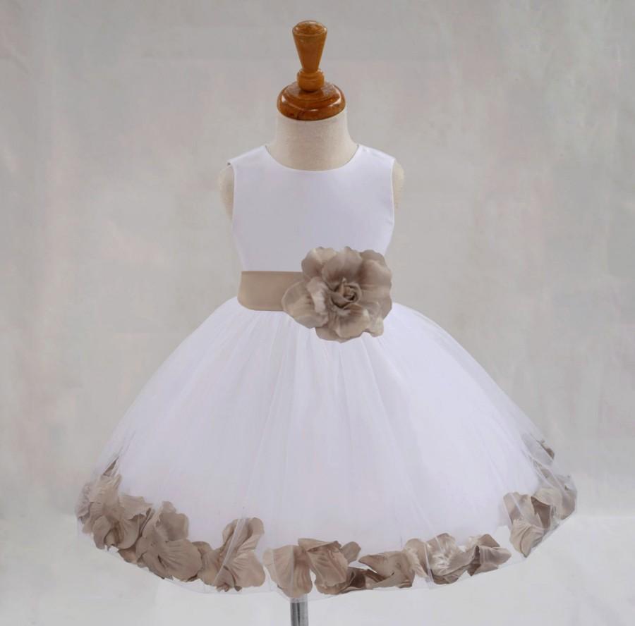 Mariage - Ivory Flower Girl dress sash pageant petals wedding bridal children bridesmaid toddler elegant sizes 6-18m 2 3t 4 5t 6 6x 7 8 10 12 14 