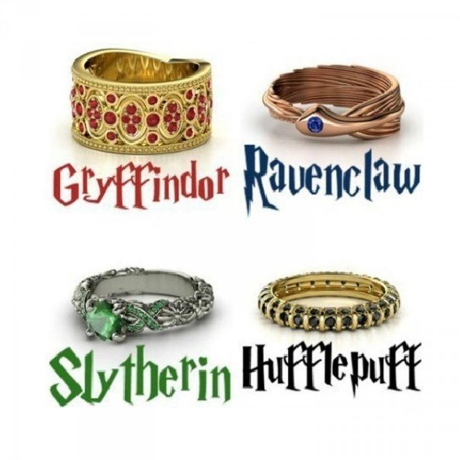 Wedding - Slytherin/Gryffindor/Ravenclaw & Hufflepuff Harry Potter House Rings!