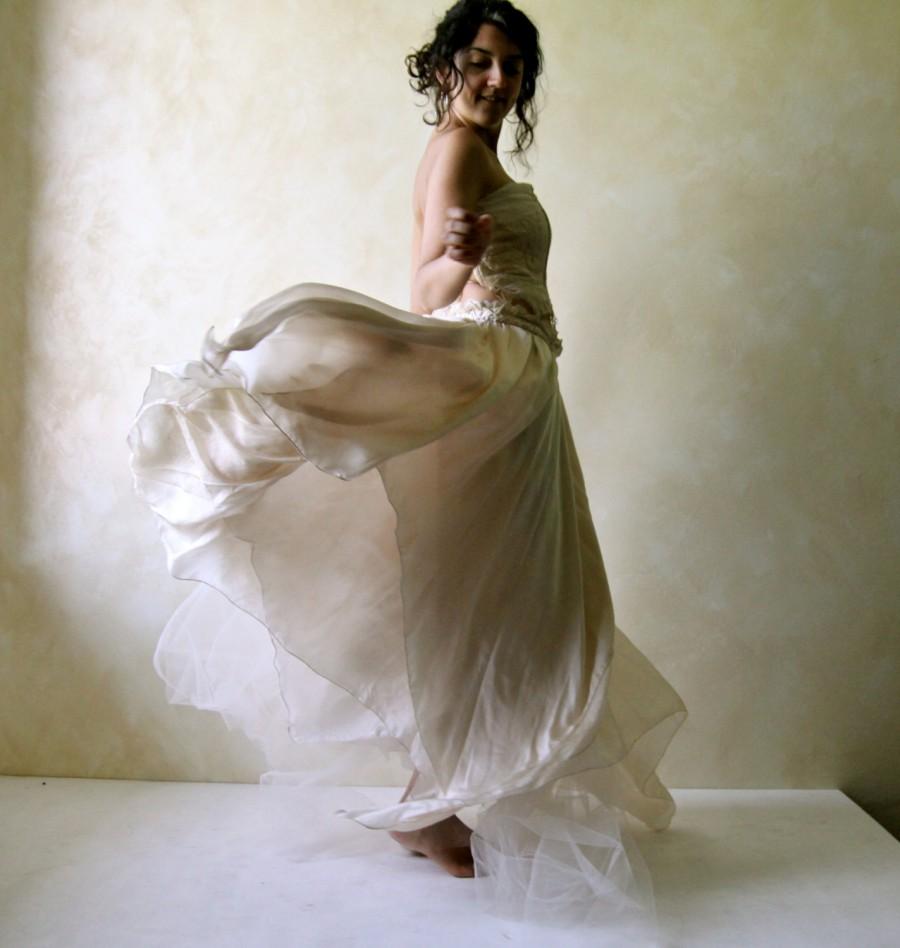 Wedding - Wedding skirt, Boho skirt, Silk skirt, Long skirt, Hippie wedding skirt, fairy skirt, Asymmetrical skirt, tutu, Tulle skirt, Ivory skirt