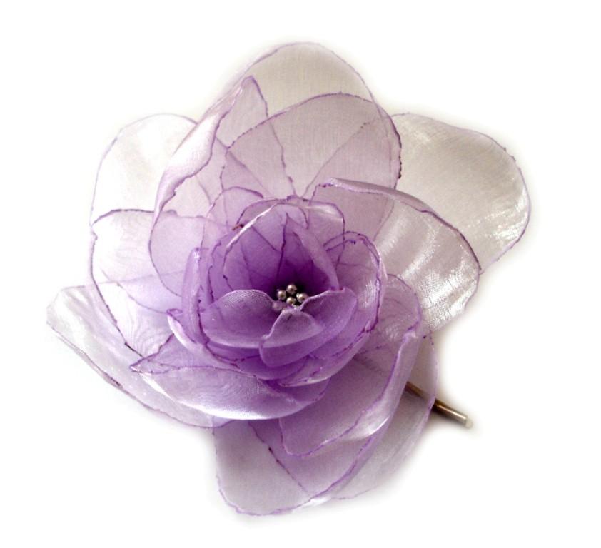زفاف - sweet lilac big rose blossom flower bobby pin