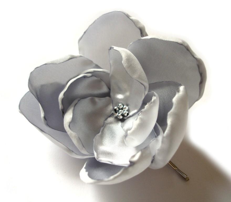زفاف - silver star rose blossom wedding flower bobby pin