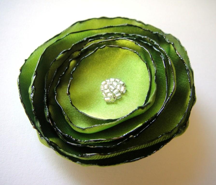 Wedding - woodbine olive green rose flower brooch