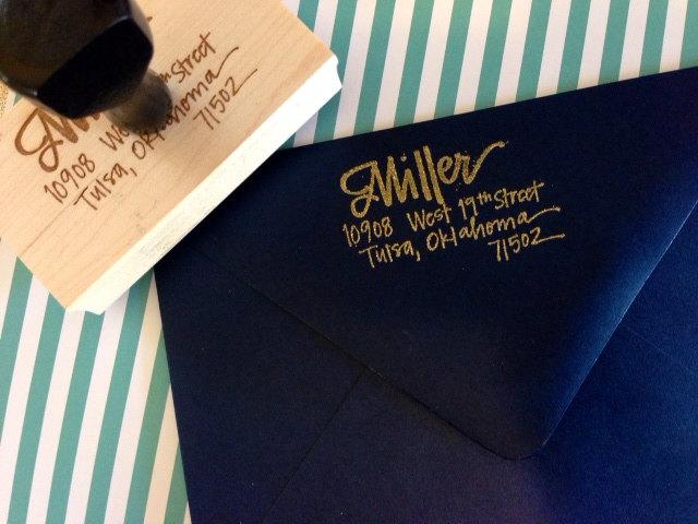 Свадьба - Rubber Address Stamp - Hand-Lettered - MILLER Design