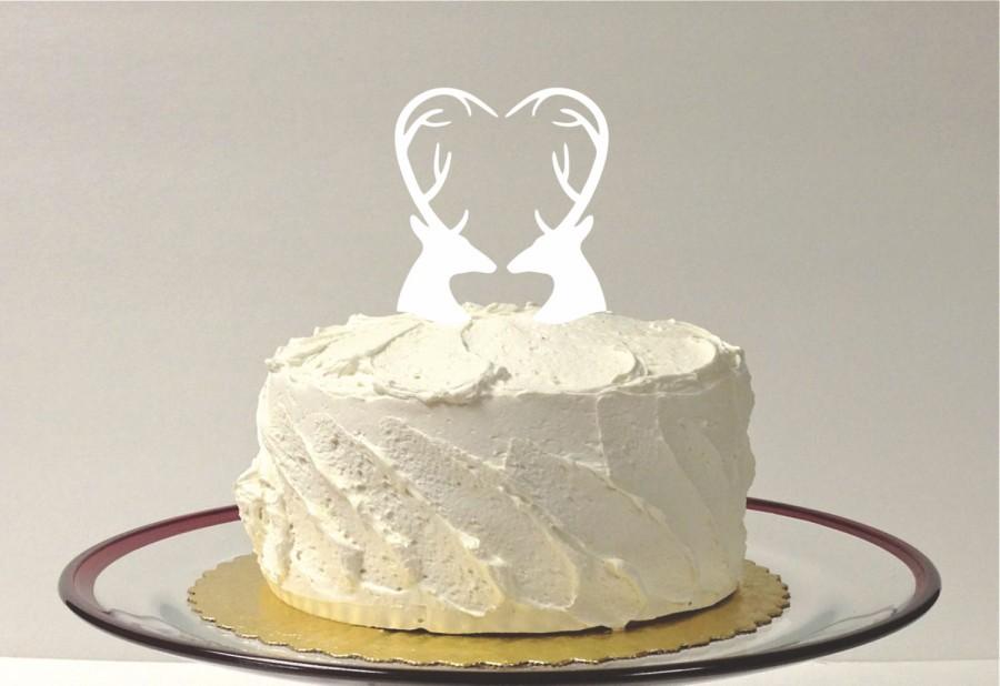 Mariage - WINTER REINDEER Wedding Cake Topper CHRISTMAS Cake Topper Country Western Wedding Cake Topper Wilderness Doe and Buck Cake Topper