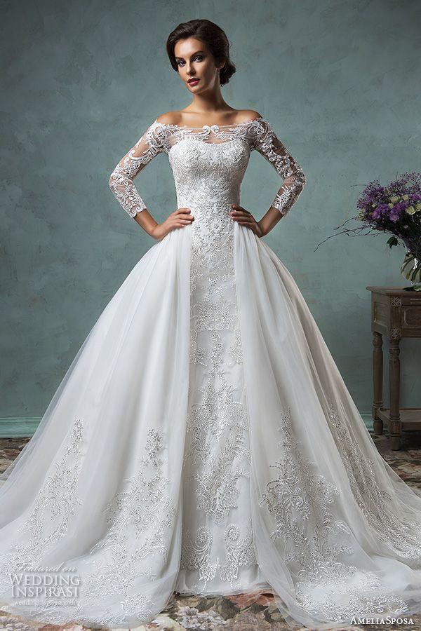 Mariage - 2015 Lace Mermaid Wedding Dresses Sweetheart Sleeveless Celeste Amelia Sposa Bridal Gowns With Wrap Covered Button Detachable Court Train Online with $159.17/Piece on Hjklp88's Store 