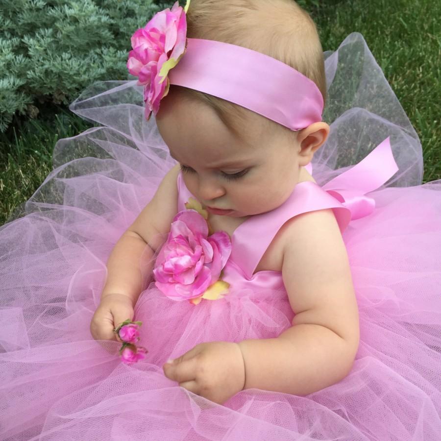 Flower Girl Dress Tutu Pink Tutu Baby Blessing Dress Girls First