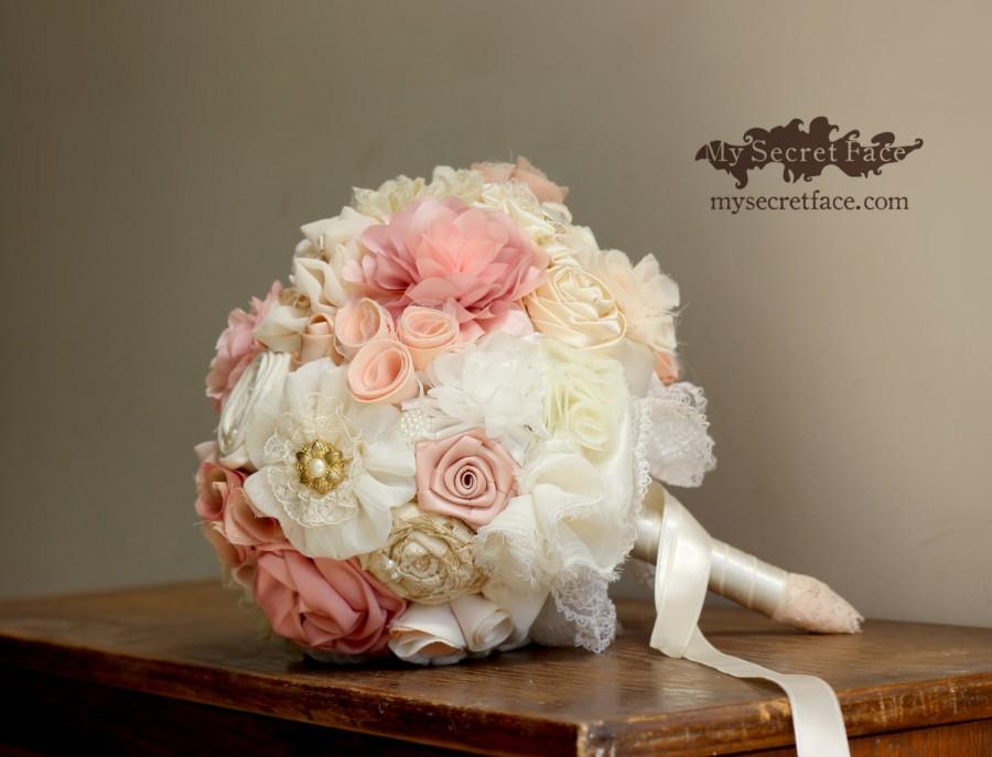 Hochzeit - Bridal bouquet, ivory pink bouquet, wedding bouquet