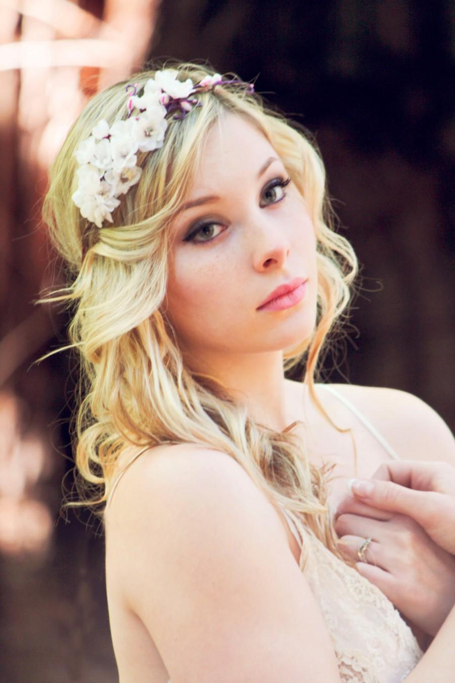 Wedding - white flower fascinator, wedding accessory bridal hair band, cherry blossom flower headpiece