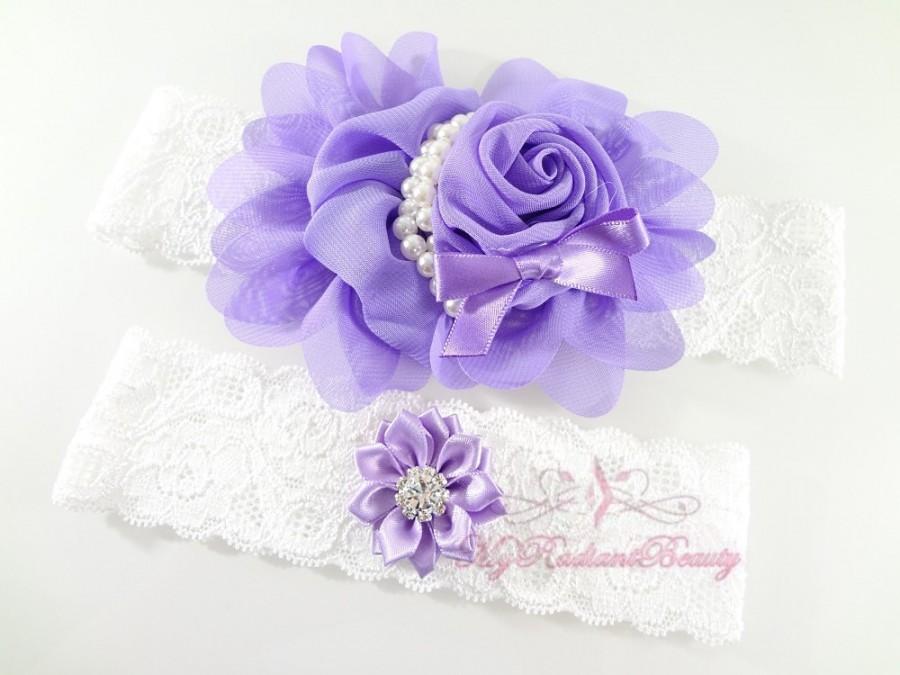 Wedding - Bridal Garter, Wedding Garter, Sexy Garter, Lilac purple Flower Garter, Bridal Flower Garter, Handmade Custom Garter, Beaded Garter GTF0003L