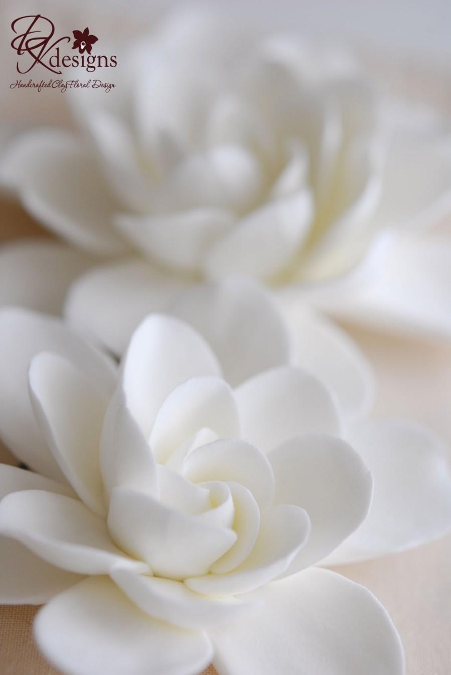 زفاف - Made to Order - Couture Clay - Double Gardenia Hair Flowers Set of 2