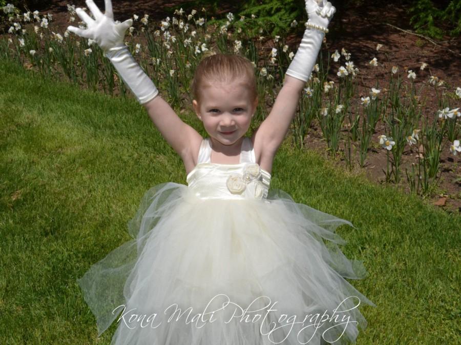 Mariage - The Victoria...Flower Girl Dress...Flower Girl Tutu Dress...Ivory Tutu Dress...Birthday Tutu Dress... size 1T,2T,3T4T,5T,6,7/8