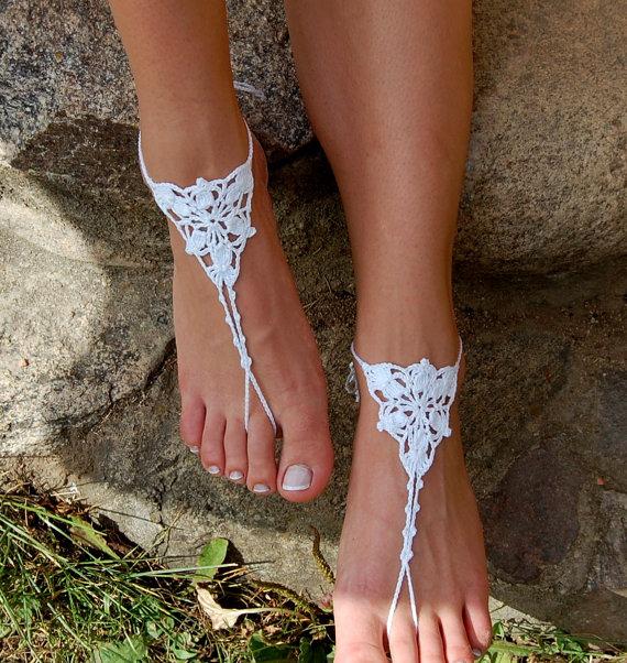 Mariage - Crochet Barefoot Sandals, Beach Shoes, Wedding Accessories, Nude Shoes, Yoga socks, Foot Jewelry