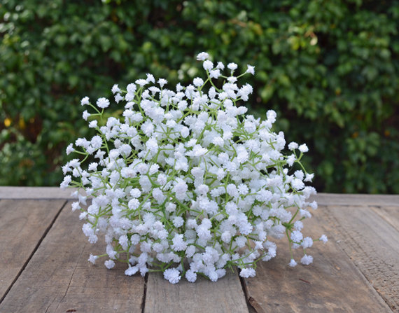 زفاف - Silk Bouquet, White, Gypsophila Baby's Breath Bouquet Wedding Bouquet - Madeline