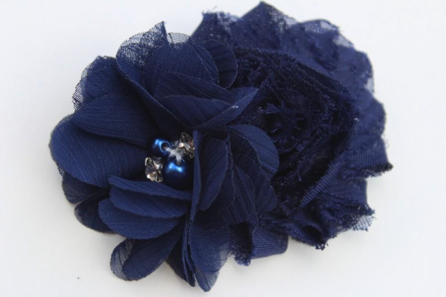 navy blue hair flowers