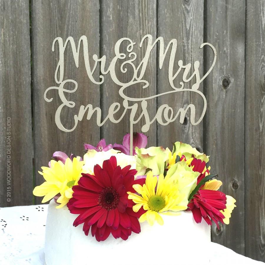 Hochzeit - Mr & Mrs Cake Topper - Custom Cake Topper for Wedding Cake - Last Name