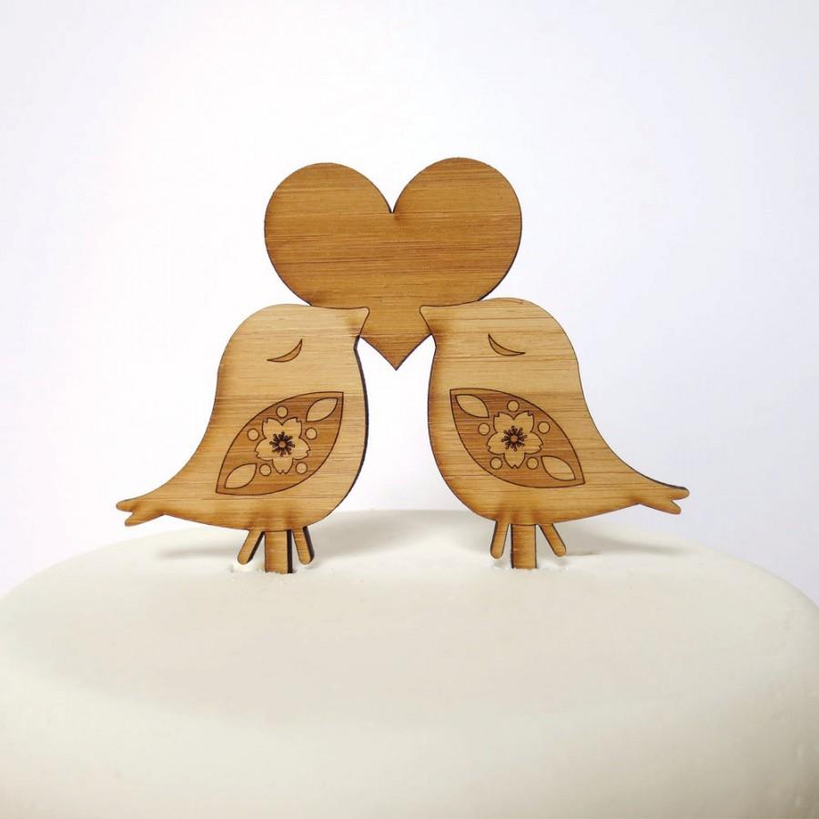 Wedding - Love Birds Cake Topper - Bamboo - Wedding Cake Topper - Rustic Wedding - Modern Wedding
