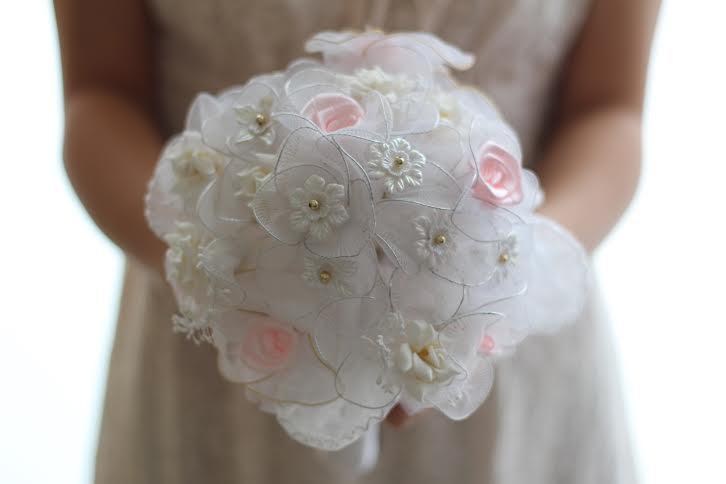 Свадьба - Weddings Bridal Accessories Bouquets Vintage inspired Bouquet with  Satin, flowers,  beads, Lace fabric
