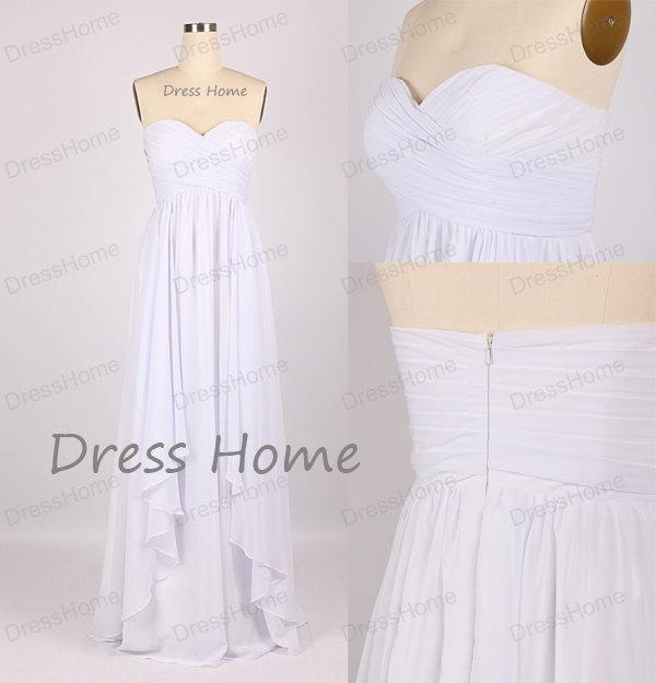Mariage - Sweetheart Bridesmaid Dress -  Bridesmaid Dresses / White Bridesmaid Dress / Prom Dress / Long Prom Dress / White Evening Dress DH150