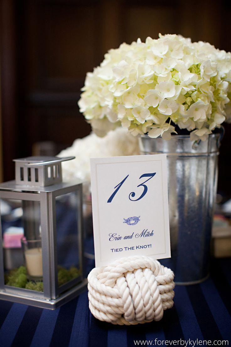 Wedding - 20 Nautical Wedding Table Number Holders - Rope Table Number Holders- Cotton Knots