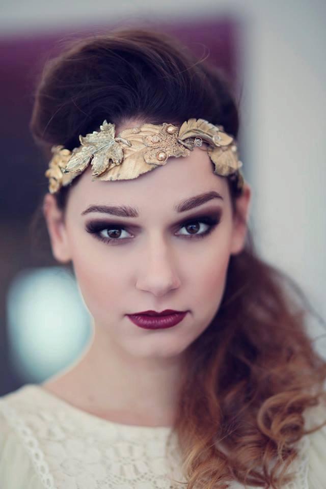 Mariage - Bridal headdress/ gold tiara/leaf tiara