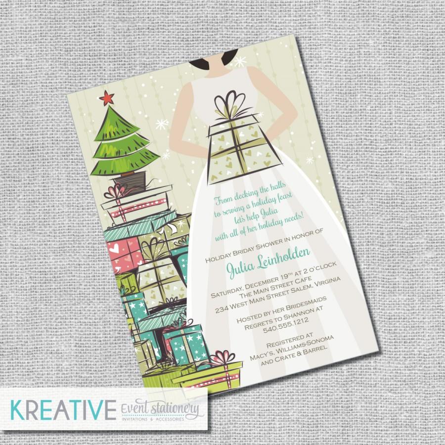 زفاف - Christmas Bridal Shower Invitation - Stock the Tree - Personalized Printable File or Print Package Available #00105-PIA7