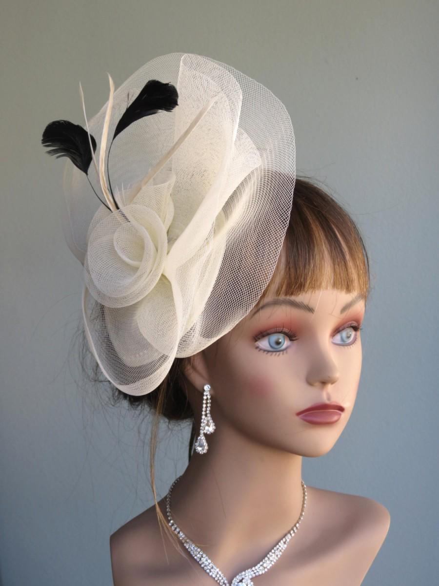 Свадьба - Ivory Wedding Head Piece Kentucky Derby Hat Fascinator Wedding Accessory  Cocktail Hat Bridal Accessory