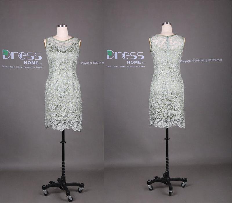 Hochzeit - Green Lace Short Bridesmaid Dress/Knee Length Lace Bridesmaid Dress/Cheap Bridesmaid Dress/Custom Made Wedding Party Dress DH340