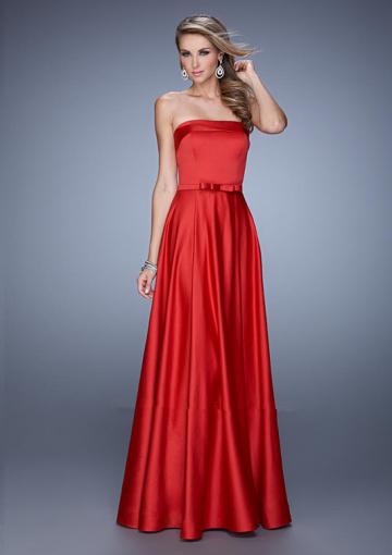 Mariage - 2015 Sleeveless Satin Red Ruched Strapless Zipper Floor Length