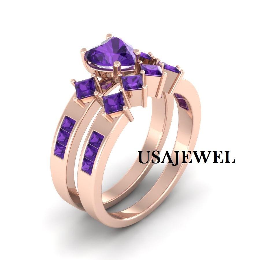 Свадьба - 2.53ct Violet Heart Cut Engagement Bridal Wedding Promise Beautiful Sexy Ring in 925 Sterling Silver Rose Gold Metal with Free Shiping