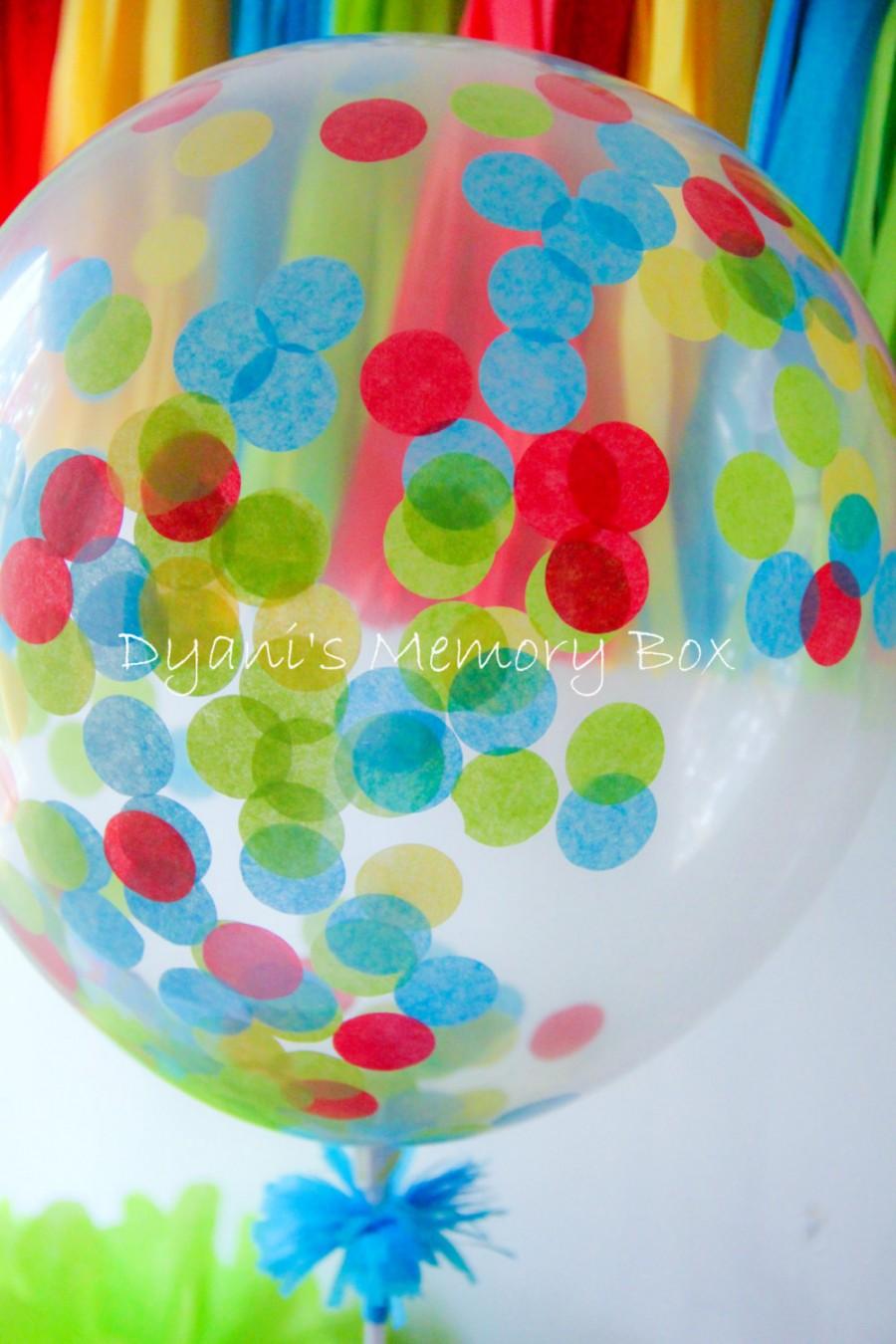 زفاف - Set of 6 -12" Biodegradable Confetti- Filled Balloons  / choose your colors confetti Balloons / Sprinkle Confetti Balloons