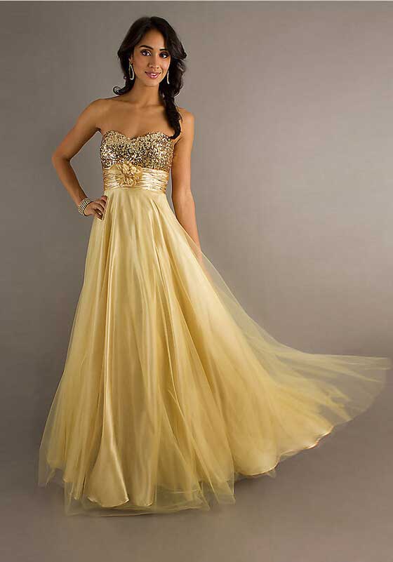 Mariage - A-line Strapless Sleeveless Tulle Prom Dresses With Hand-Made Flower Online Sale at GBP109.99