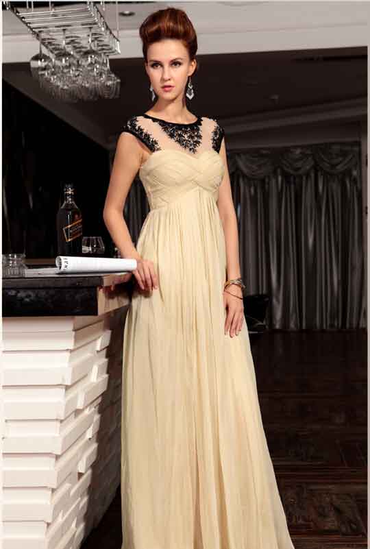 زفاف - A-line Bateau Sleeveless Chiffon Evening Gowns With Beaded Online Sale at GBP99.99