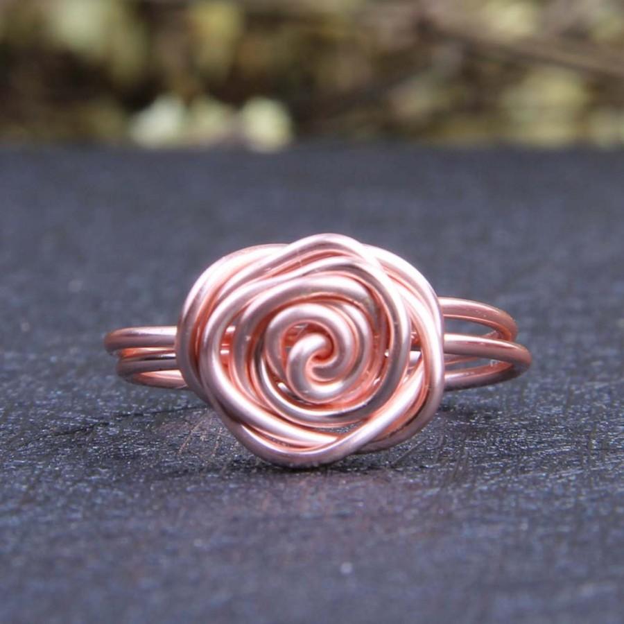 Wedding - Flower Wrapped Rings Rose Gold Ladies Fashion Ring Three Materials Customized Wedding Ring Wire Wrapped Jewelry