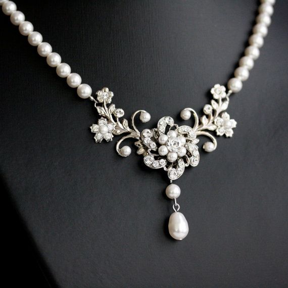 زفاف - Wedding Necklace White Pearl Necklace Vintage By LuluSplendor