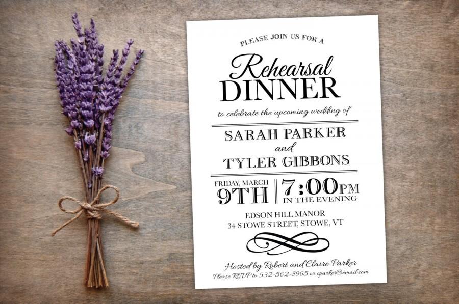 Printable Rehearsal Dinner Invitation Elegant Modern Simple DIY 