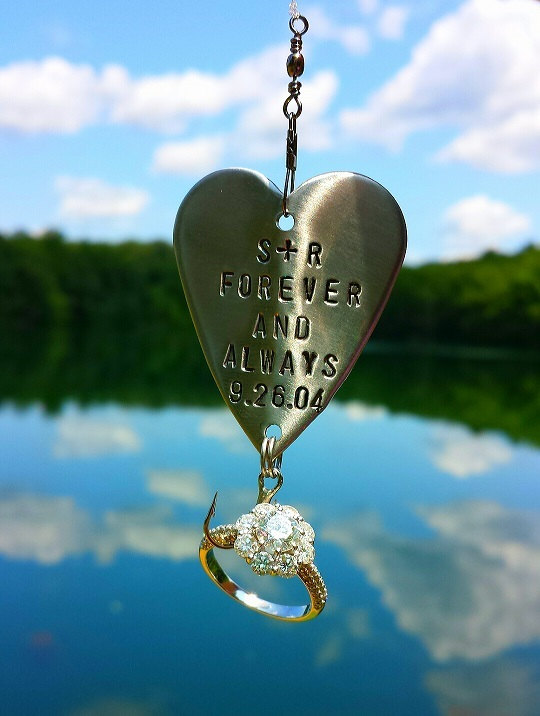 Hochzeit - Save the Date Photo Prop Newlyweds Husband and Wife Anniversary Gift Husband Fishing Lure Wedding Favors Beach Groom Bride Always & Forever