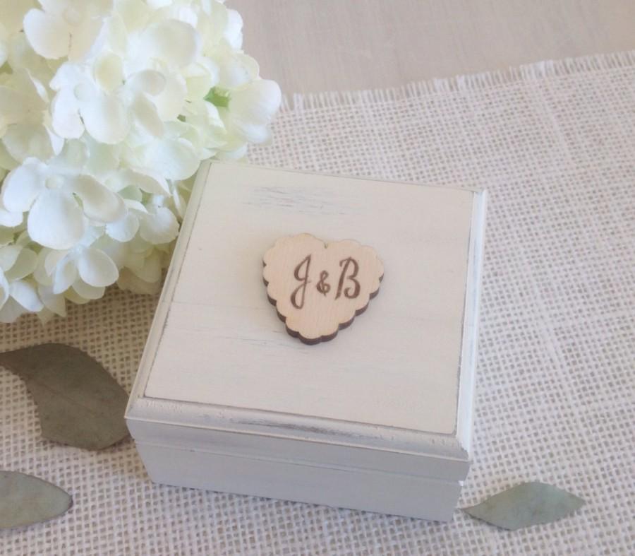 Wedding - Ivory Ring Bearer Box with wedding ring pillow, wood ring box