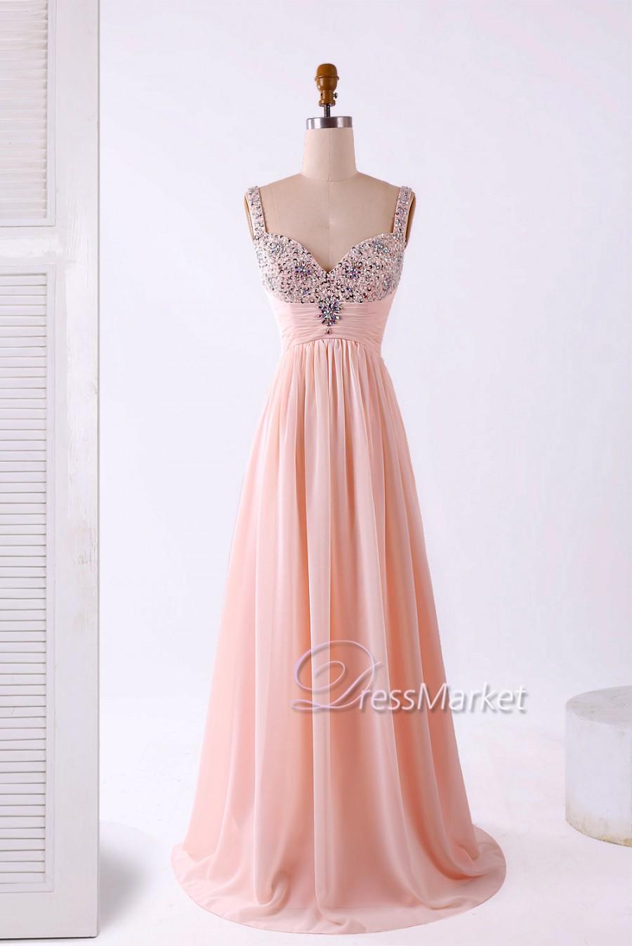 Hochzeit - Exqusite pink beading chiffon prom dress,Sweetheart long bridesmaid dress,Long beading evening dress,Long wedding party dress,ETDM100011