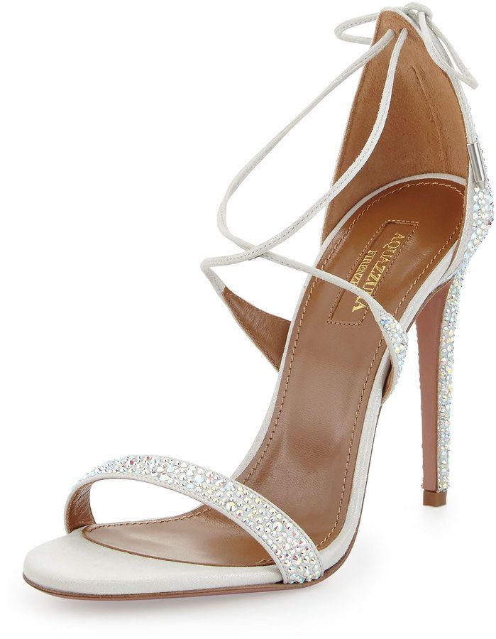 زفاف - Neiman Marcus - Aquazzura Linda Crystal-Embellished Sandal, Silver