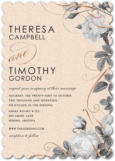 Wedding - Romantic Floral - Shimmer Wedding Invitations In Cashmere Pink Or White 
