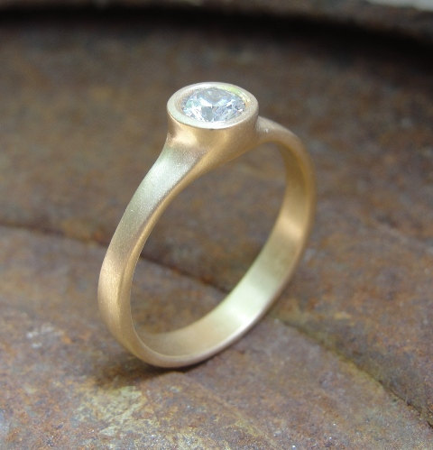 Hochzeit - Diamond Engagement Ring - Gold Engagement Ring - Solitaire Ring - Handmade Engagement Ring