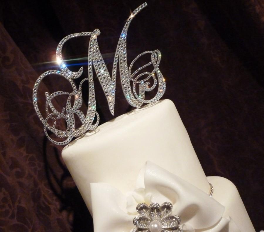 زفاف - Swarovski Monogram cake topper - Glitzy wedding cake topper