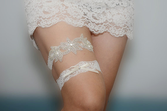 Mariage - rhinestone garter, crystal bridal garter set, vintage chloe bridal garter, wedding garter set, beaded garter