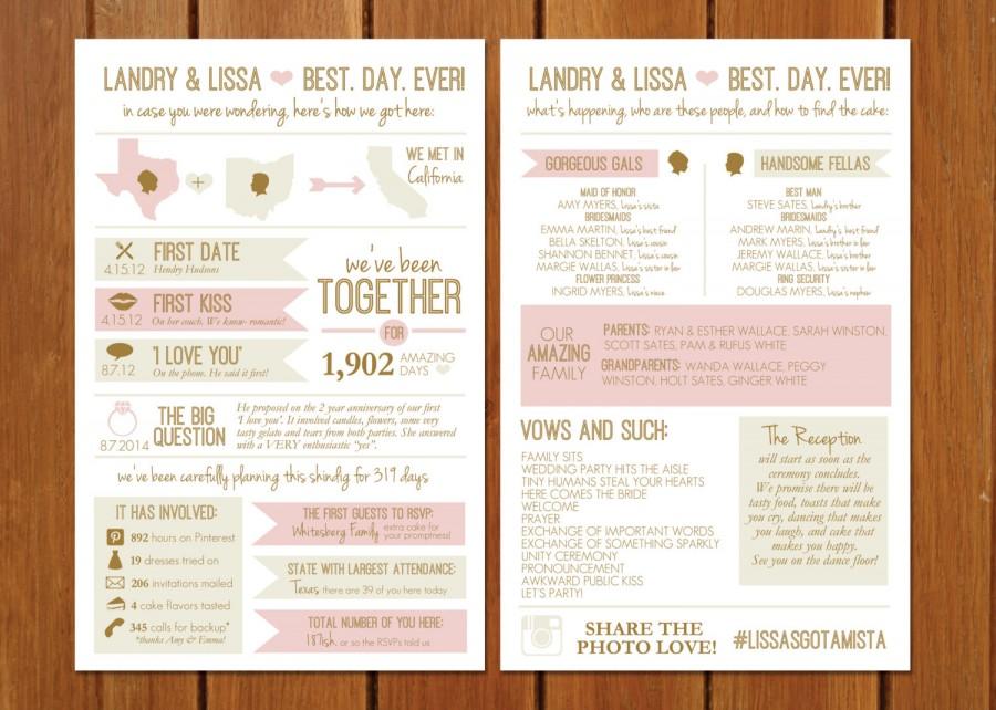 Mariage - State of Bliss Info Graphic Wedding Program